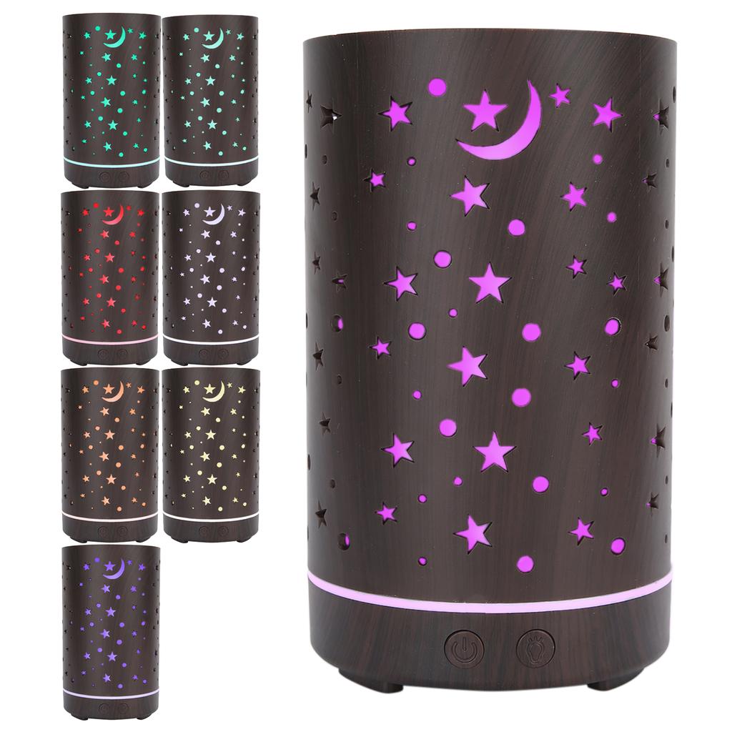 200ml Desktop Hollow Star Pattern Humidifier Aroma Air Diffuser 7 Color Light Humidifier (110‑240V)