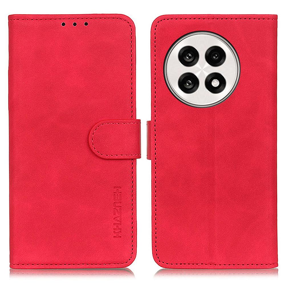 

KHAZNEH For OnePlus 13R 5G/Ace 5 5G Case PU Leather Retro Texture Phone Cover Red