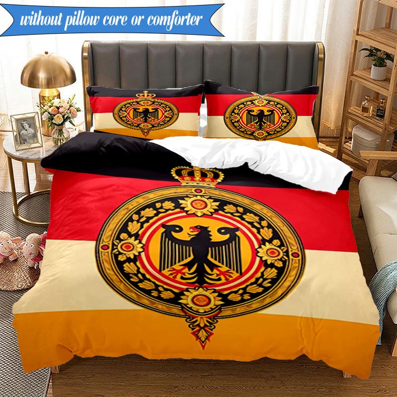3PCS Germany Coat Of Arms Design Bedding Set 2D Printing (Includes 1 Duvet Cover + 2 Pillowcases Coreless), Bedroom decor,Fan gift