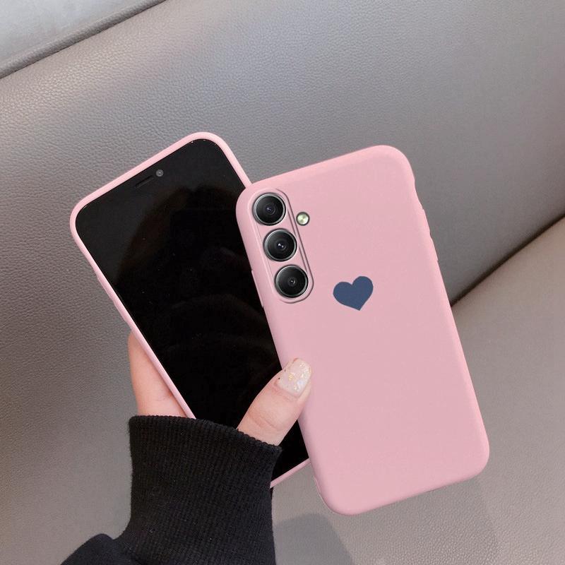 Love Heart Patterned Soft Silicone Case For Samsung A55 A35 M35 Xiaomi Redmi Note 13 Pro iPhone Huawei Honor Realme Camera Protective Shockproof Cover