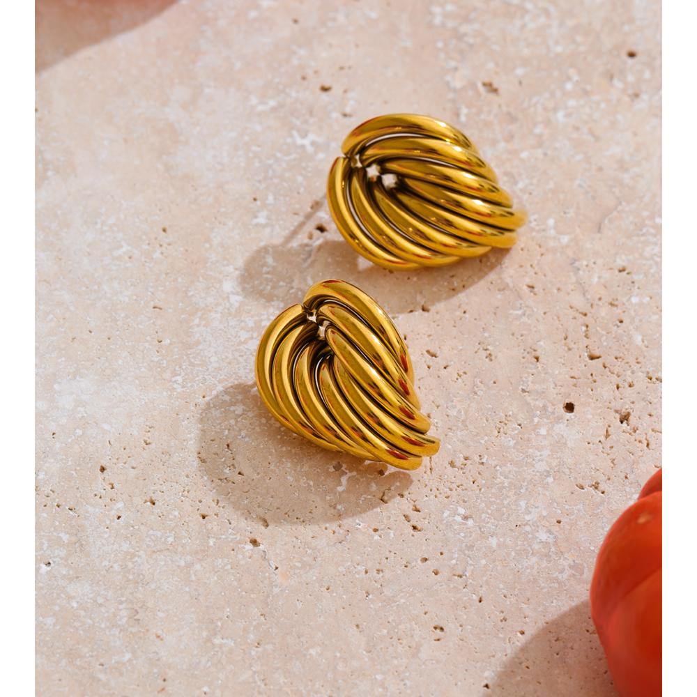 Eetit Casting Stainless Steel Geometric Stud Earrings 18K Gold PVD Plated Fashion Daily Statement Waterproof Jewelry Accessory