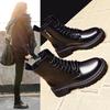 Martin Boots Women's Spring and Autumn New Style Versatile Round Head Thick Sole Heightening Feet Small Black Short Boots