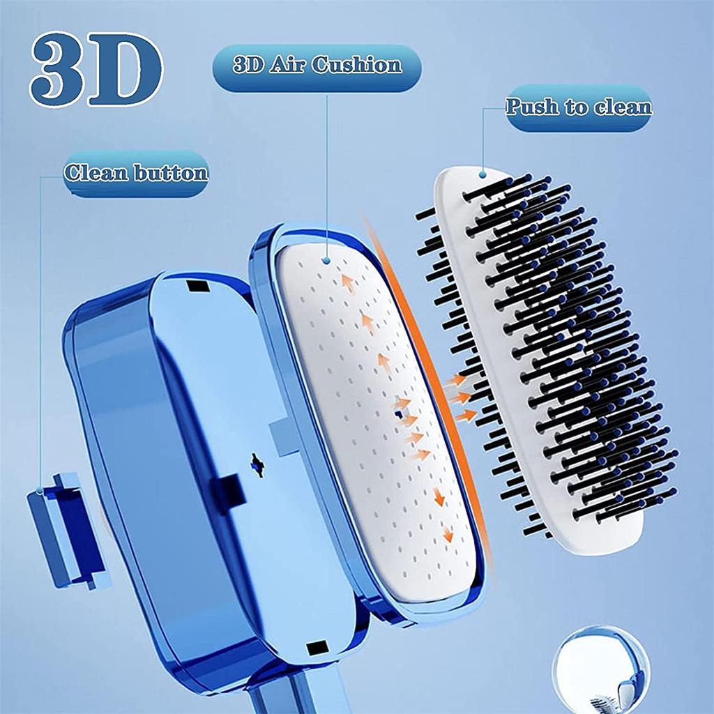New Self Cleaning 3D Air Cushion Massager Hair Brush Airbag Massage Comb Brush Electroplated Detangling Anti Static Hairbrush