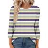 Women's Fashion Casual Seven Sleeve T-Shirt Print Round Neck Top