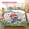 Mario Crayon Drawing Style Duvet Cover & Pillowcases, Mario Fan Hand-drawn Bedding, Great Gift.chl