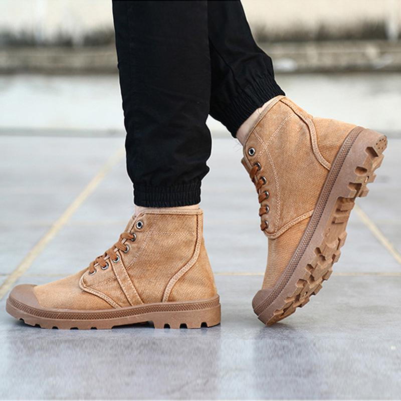 Fashion Autumn Early Winter Boots Men Canvas Shoes High top Casual Shoes Fashion Men's Boots Male Brand Ankle Botas A215
