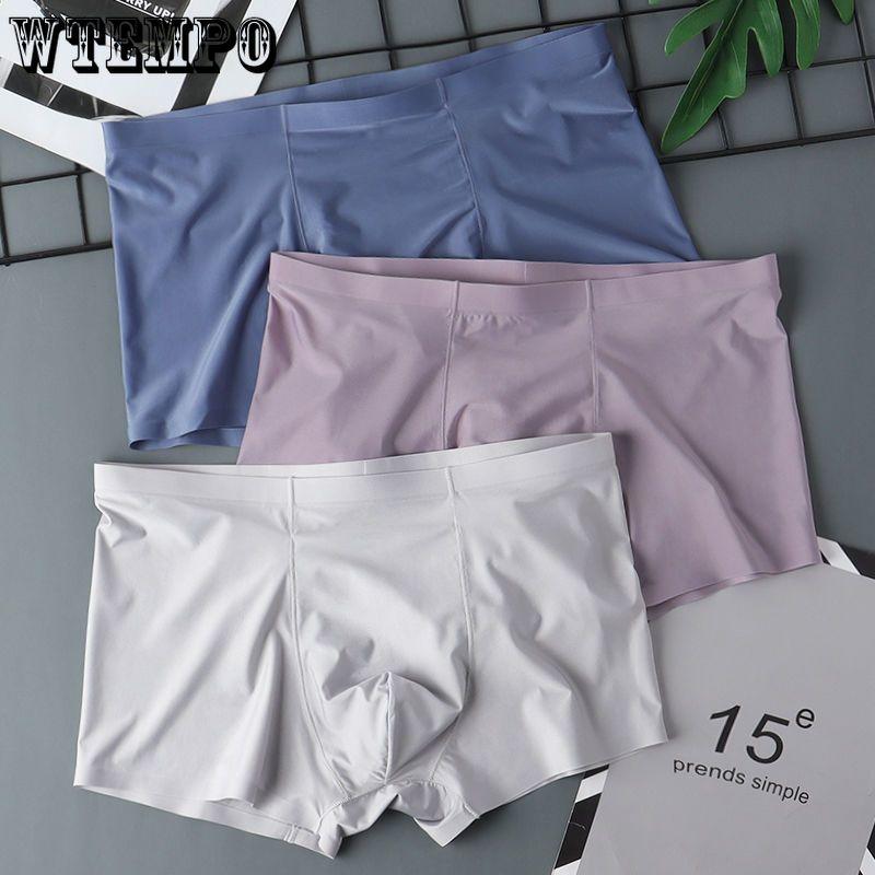 3pcs Ice Silk Underwear for Men In Summer Seamless Thin Cut Flat Cornered Underwear Four Cornered Underwear Shorts Boxer Brief