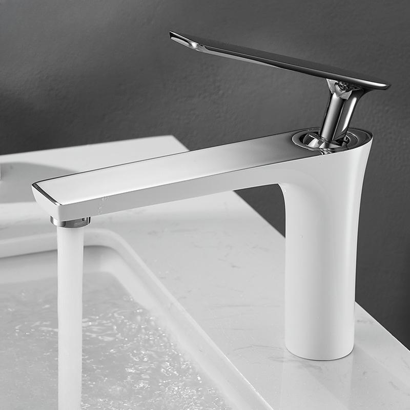 Bathroom Under Counter Basin Splash-proof Faucet Nordic Light Luxury Above Counter Wash Basin Full Copper Cold Faucet Bathroom Cabinet