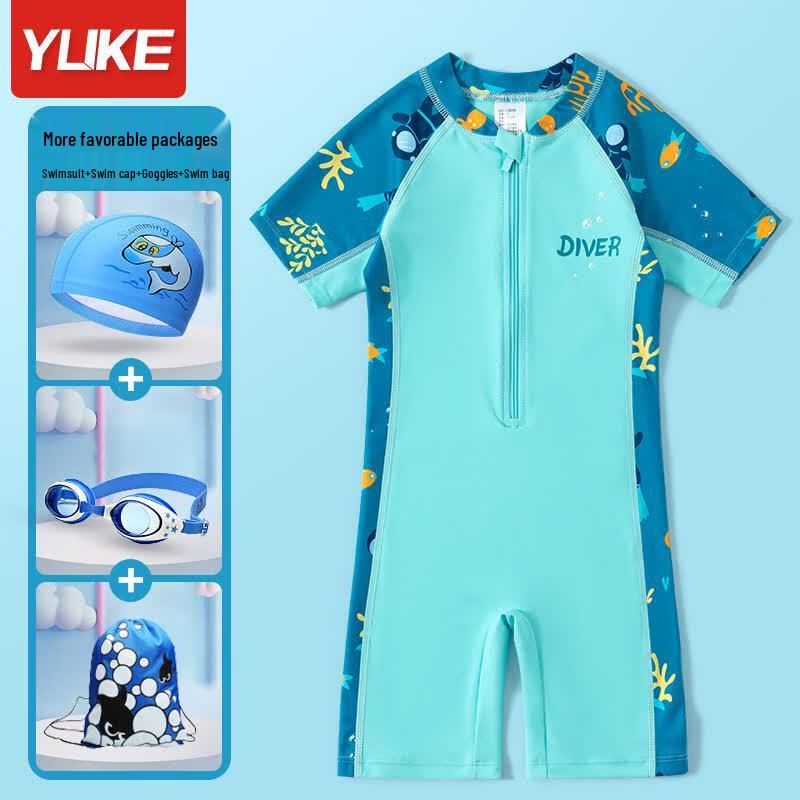 Yuke Boys  One-Piece Quick-Dry Swimsuit Set 140