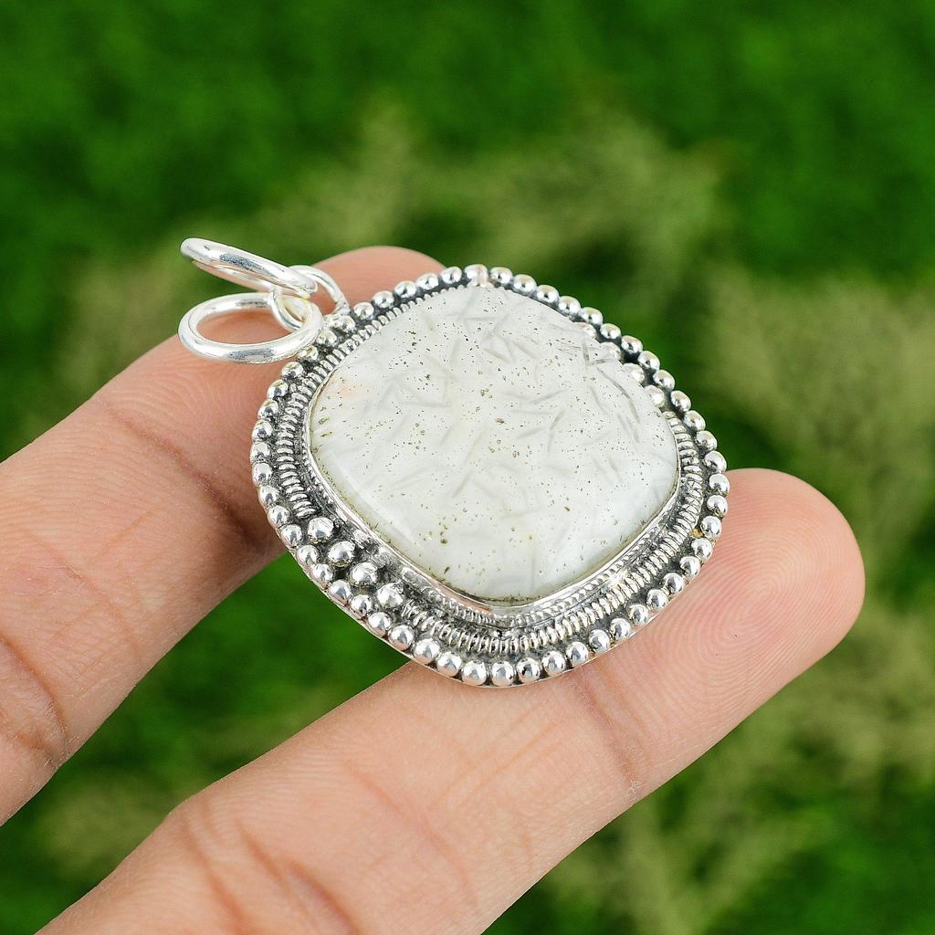 Daughters Day Deal Cushion Natural White Quartz 925 Silver Bezel Sister Pendant