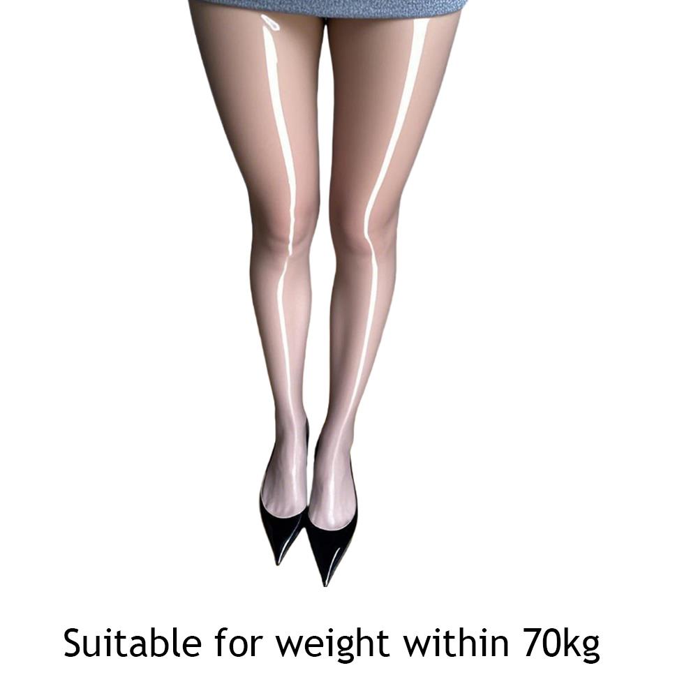 Glossy Reflective Ultra-Thin 8D Silk Stockings Women'S Black Long Tube Socks Smooth Silky Feel Insertable Horse Oil Pantyhose