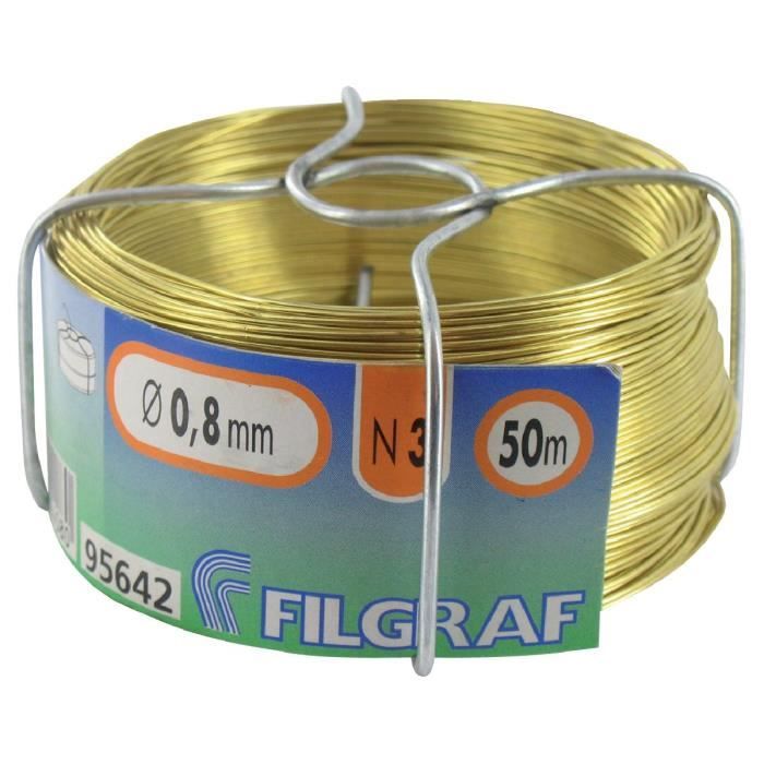 Fil de grillage - Bobinot laiton - Diamètre 0,8 mm - Longueur 50 m