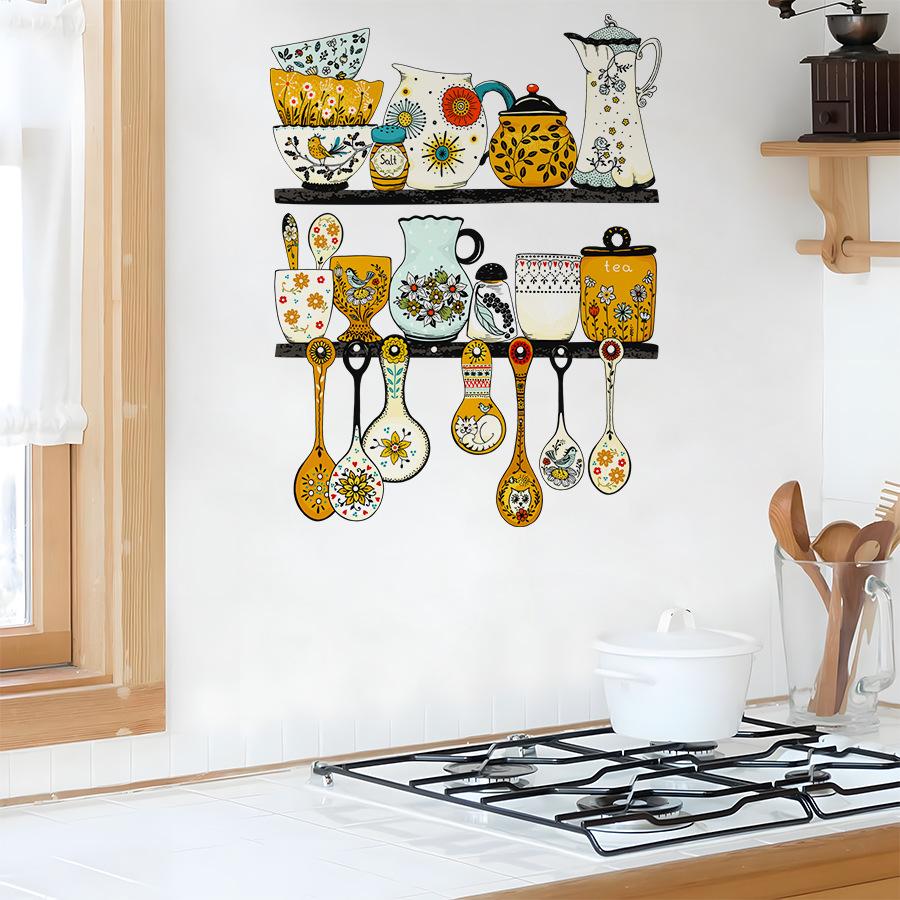 Portaposate con Disegno Cartone Animato, Adesivo Murale Autoadesivo, Magnete Decorativo per Frigorifero per Conservazione Posate in Cucina, Decorazione per Casa e Ristorante
