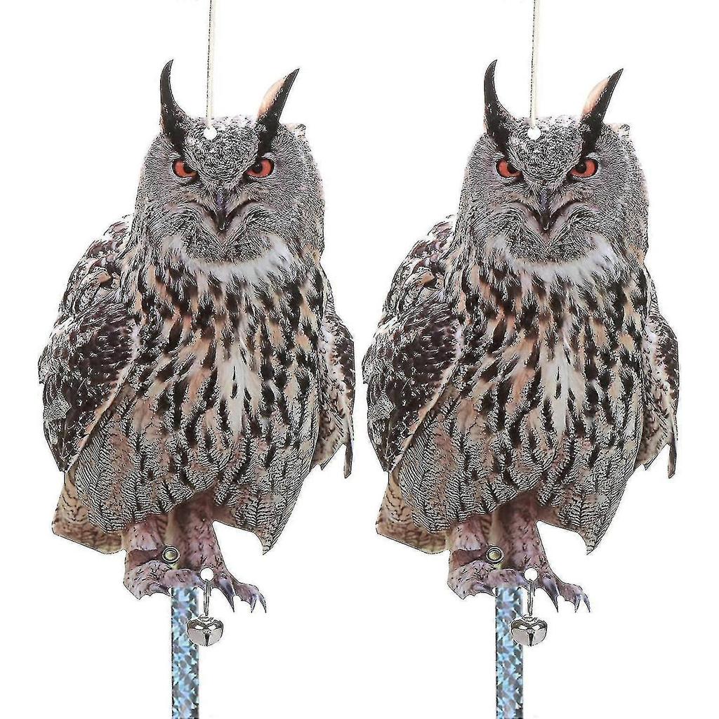 2PCS Reflective Tape Owl Bird Scarer - Effective Bird Deterrent and Repellent for Garden, Roofs, Patio, Windows, Balcony Trees