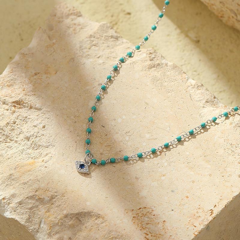 

Ожерелье из бисера «Глаз дьявола» из серебра 925 пробы Banyan Tree — модный женский дизайн с эпоксидной смолой NS2765 белого золота