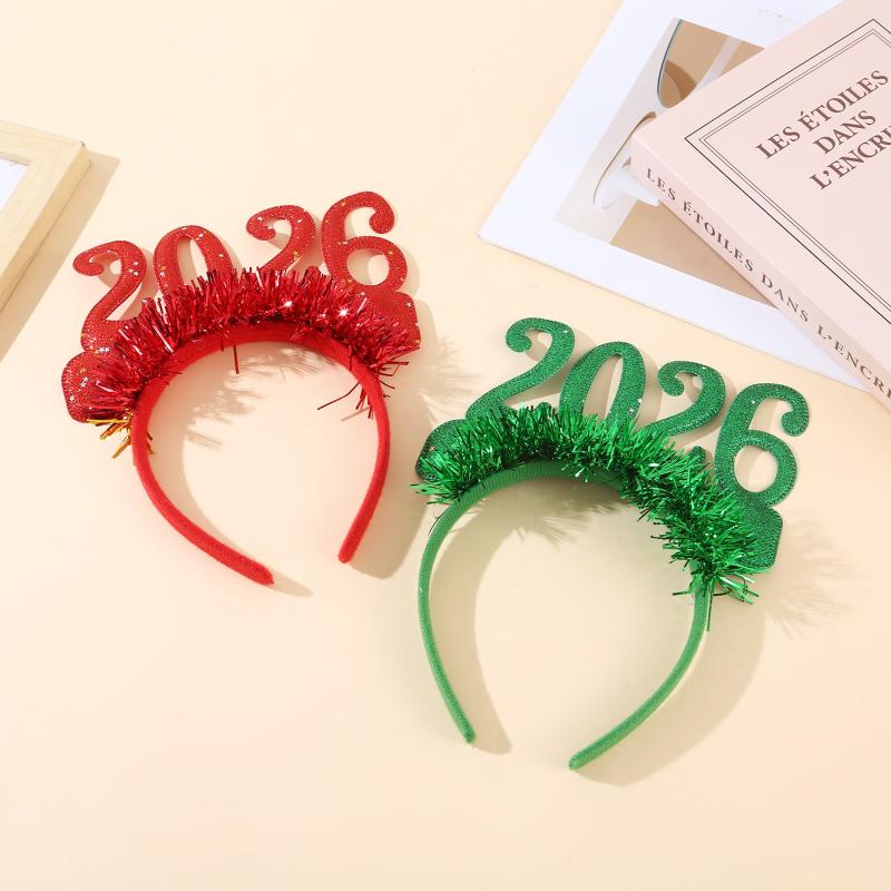 1/4pcs Headband Christmas Numbers Headbands Glitter Sequins Hair Hoop Eve Party Hair Bands Party Props 2026 Happy New Year