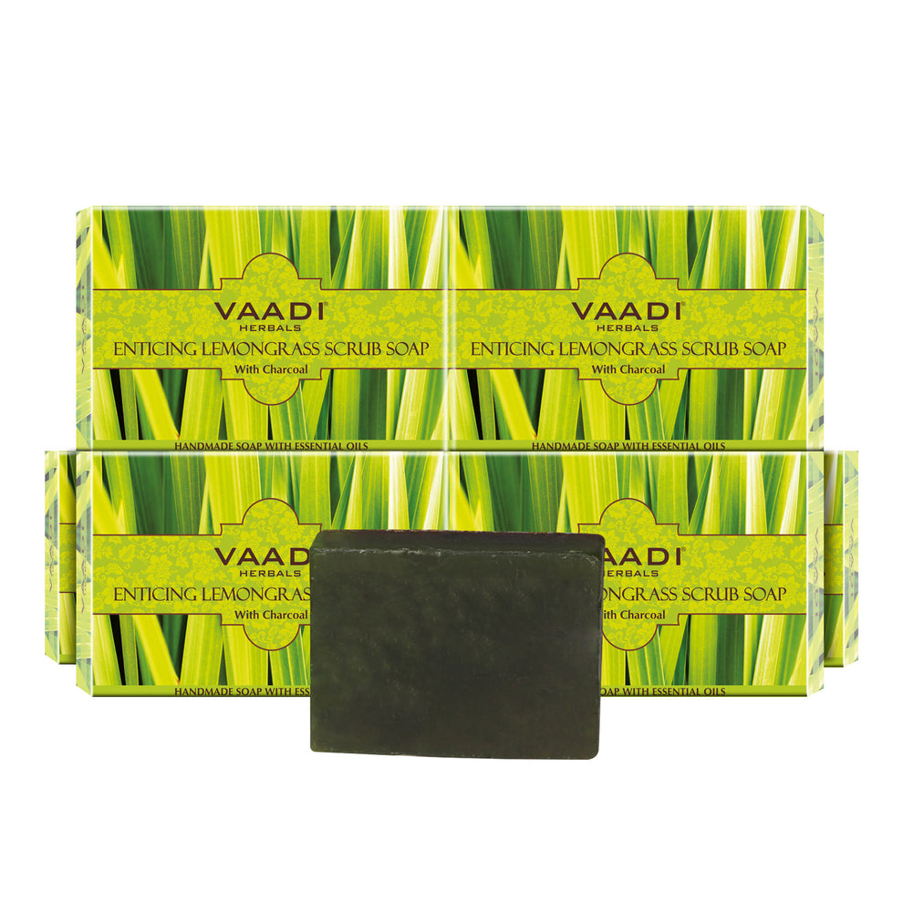 6 Pack ENTICING LEMONGRASS SCRUB SOAP 75 Gms Each (Total 450 Gms)