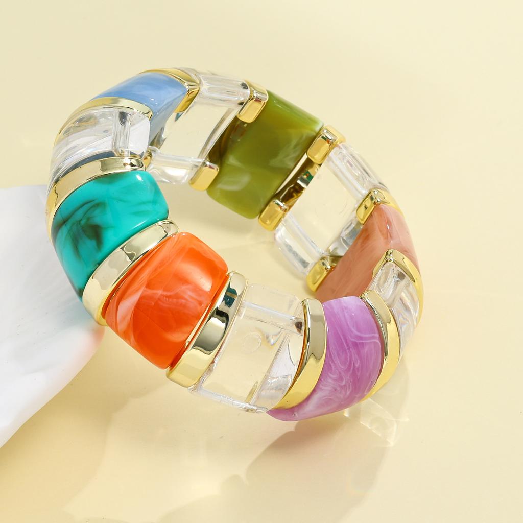Exaggeration Punk Thick Wide Acrylic Elastic Rope Bracelet Retro Fashion Boho Bracelet Temperament Jewelry for Women