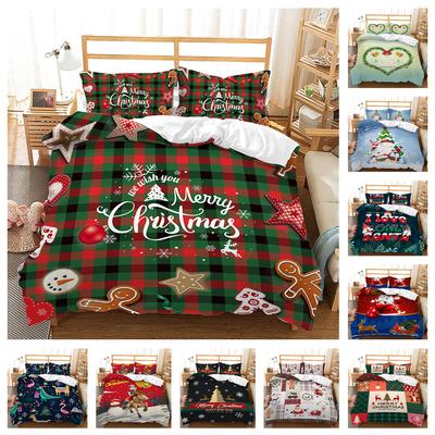 3D Christmas Bedding Set Christmas Tree Duvet Cover and Pillow Case 2/3 Pieces AU240 * 270 Full Size Quick Drying Home Decoration