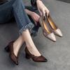 Johnature Scarpe con tacco alto a punta stile etnico Scarpe da donna con décolleté poco profonde in vera pelle retrò versatili