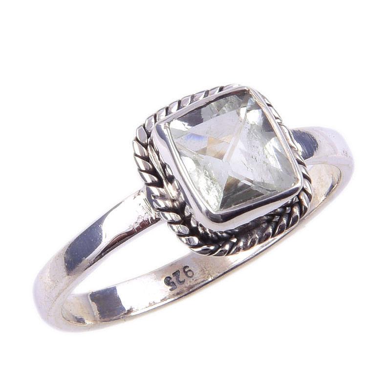 Natural Green Amethyst Gemstone Handmade 925 Solid Sterling Silver Ring S.9 b9W87