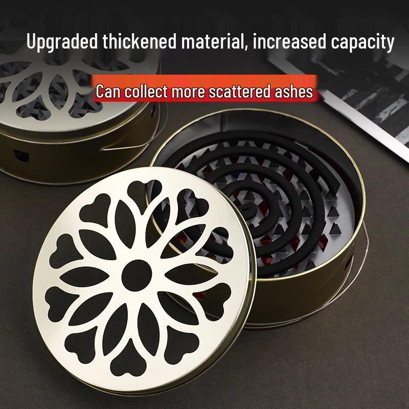 Stainless Steel Mosquito Coil Holder with Lid and Ash Catcher - Fireproof, Anti-Scald, Outdoor & Household Incense Burner Tray.
