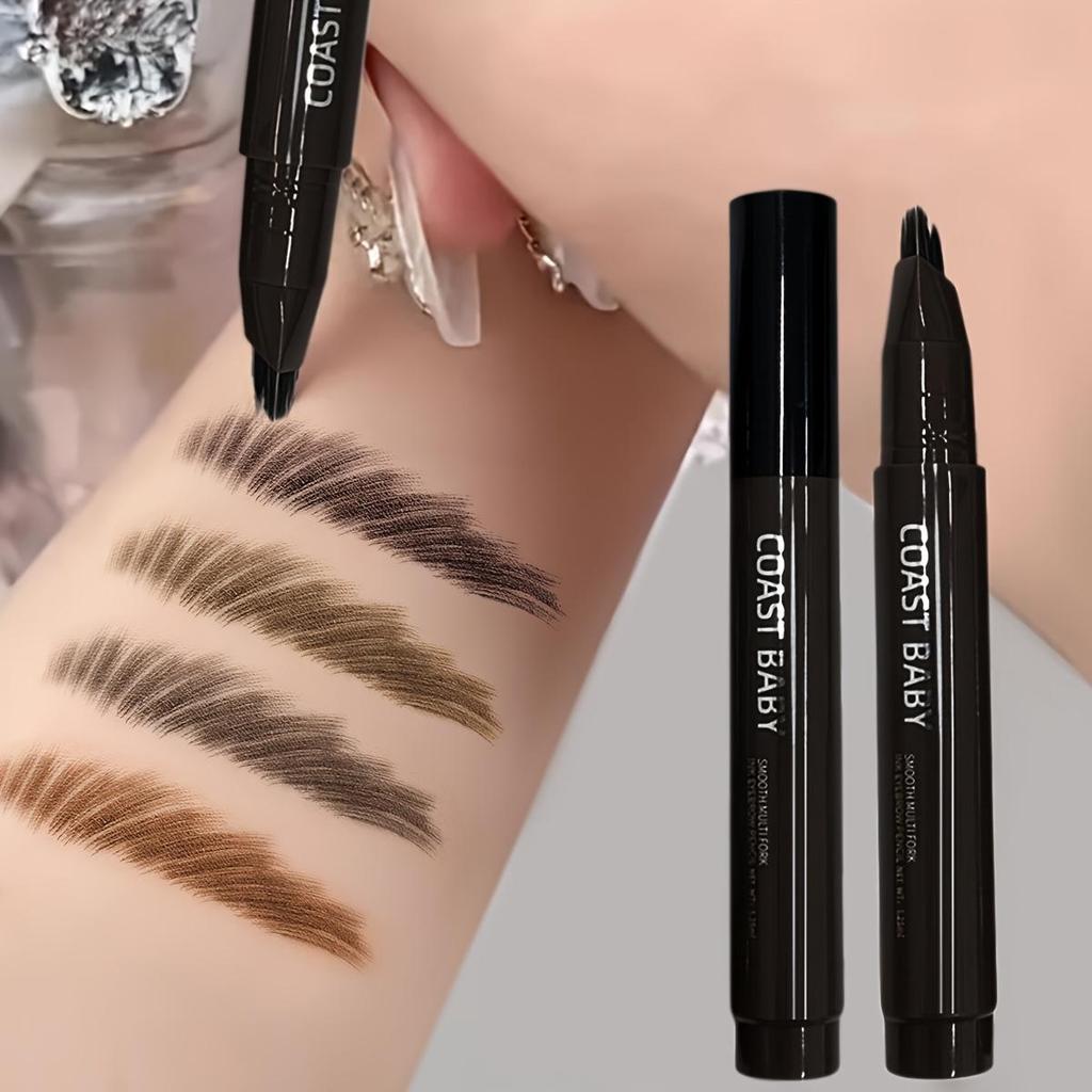 Dual-Tip Waterproof Eyebrow Pencil with Multi-Bristle Brush for Defined, Natural Brows