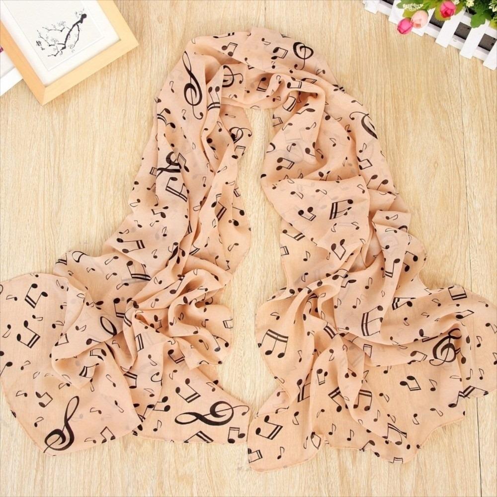 

Musical Note Pattern Printed Chiffon Scarf Printed Design Chiffon Neck Scarf Muslim Veil Woman хакі