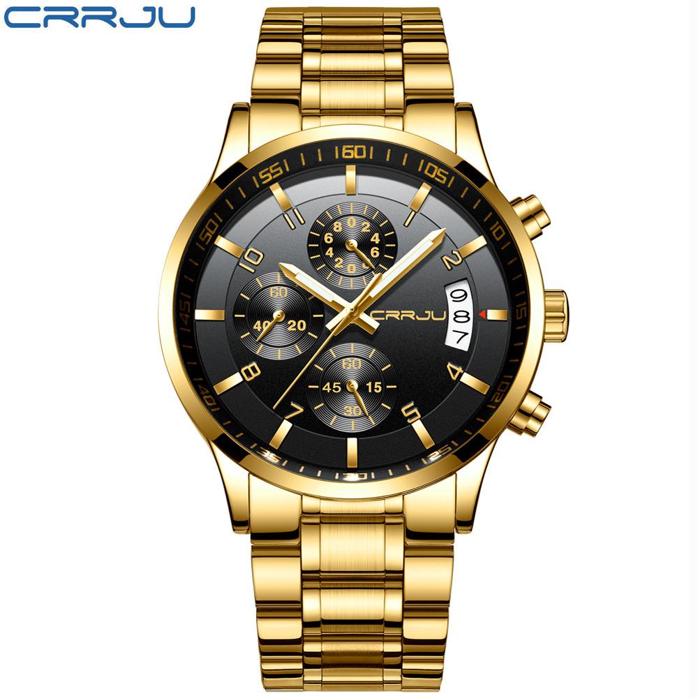 CRRJU 2214New six-hand steel strap solid men's hot-selling casual personalized watch, fashionable and popular for men