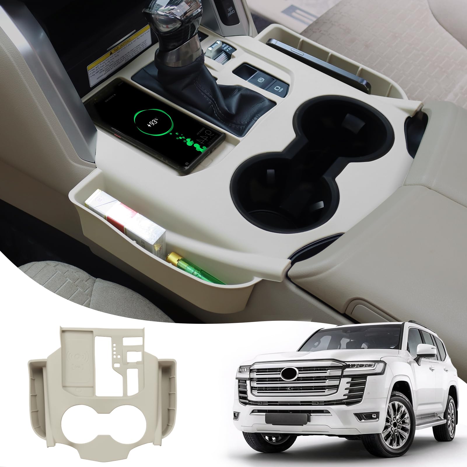 

Разделитель для центрального отсека для хранения в сиденье для Toyota Land Cruiser LC 300 2022-2024, деталь для модификации интерьера, коробка, (бежевый) бежевый