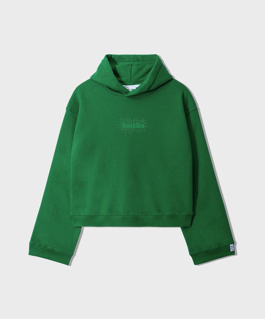 Diploma Embroidered Half Crop Hoodie - Green