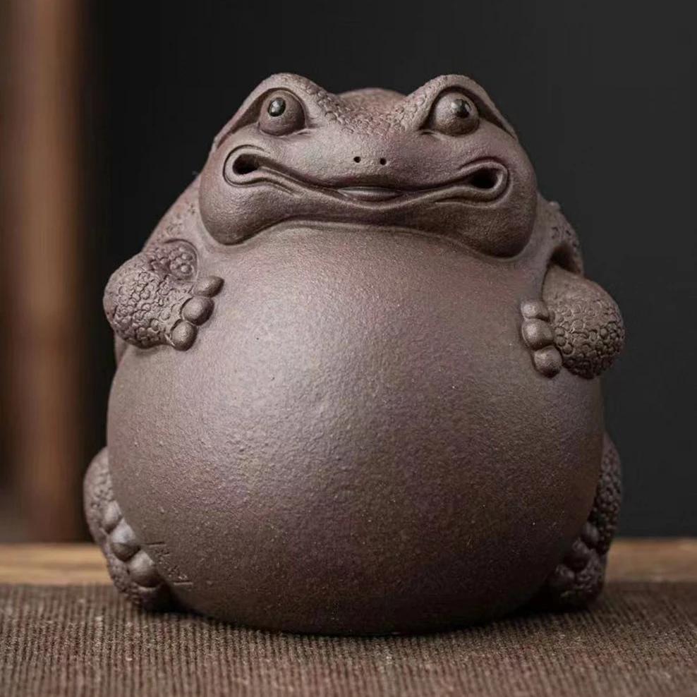 Purple Clay Tea Pet Lucky Golden Toad Toad Small Ornament Creative Office Home Tea Art Accessories