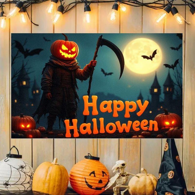 Halloween Banner Happy Halloween Festival Decoration Tapestry Witch Castle Printing Courtyard Party Decoration Flag