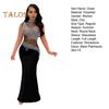 Lady Evening Dress Rhinestone Decor Mesh Patchwork Sleeveless Skinny Round Neck Wedding Party Maxi Dress for Prom Club Formal Banquet
