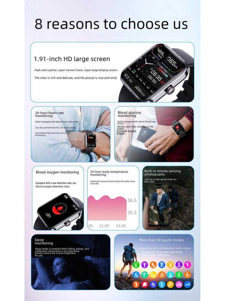 F57L Smartwatch: 1.91'' HD Screen, Heart Rate & Blood Oxygen Monitor, Sports Bracelet