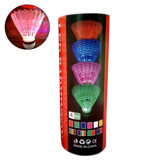 4 Peças/Conjunto Petecas de Badminton Densamente Dispostas Cabeça de Voo Estável Redonda Completa Alta Velocidade LED