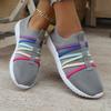Fashion Fashion Rainbow Ribbon Knitted Sneakers Women Mesh Breathable Running Sports Shoes Woman Plus Size Comfort Slip On Walking Shoes