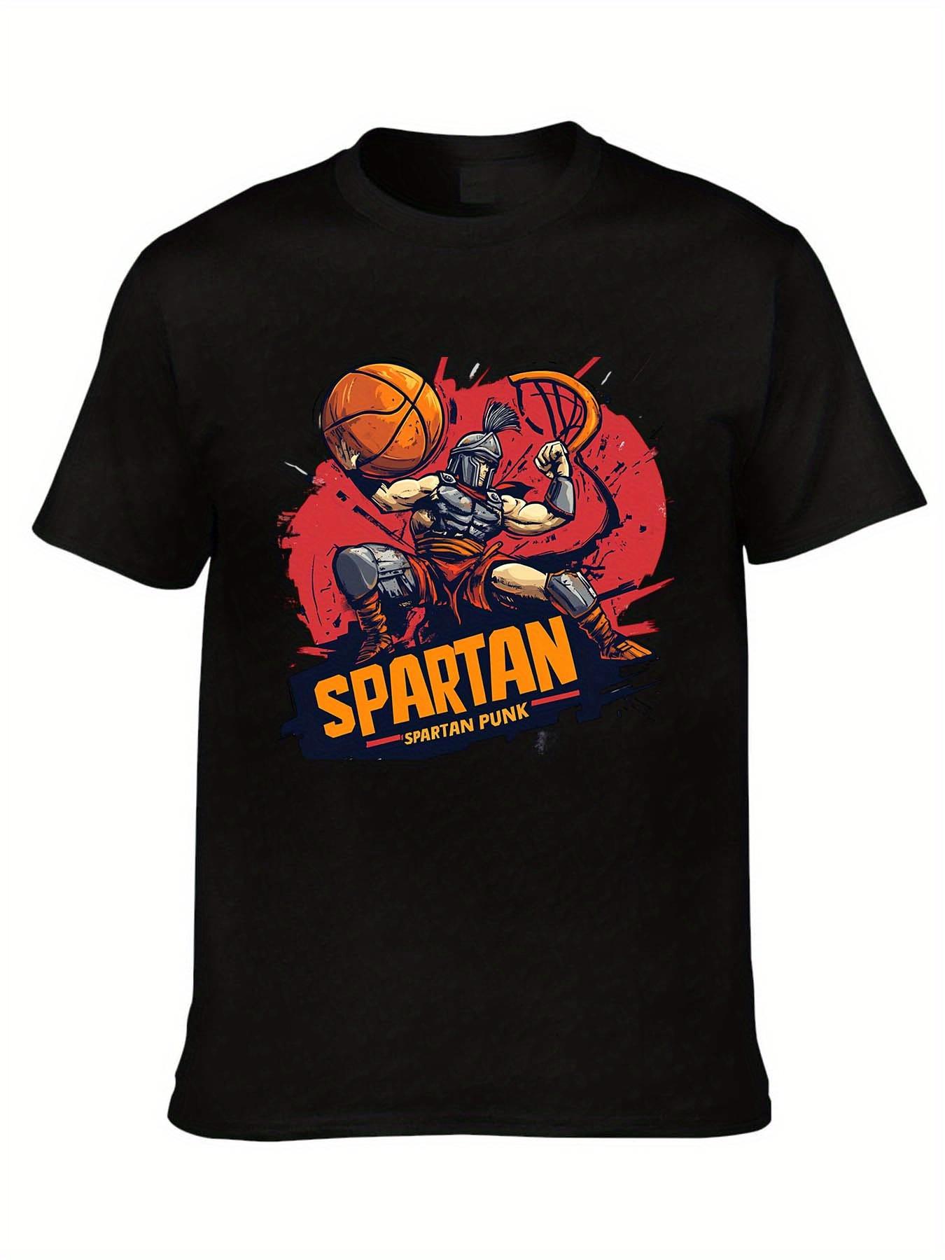 Spartan Warrior Basketball Graphic 300 Spartan Parade pattern 100 cotton Oneck shortsleeved mens printed Tshirt S
