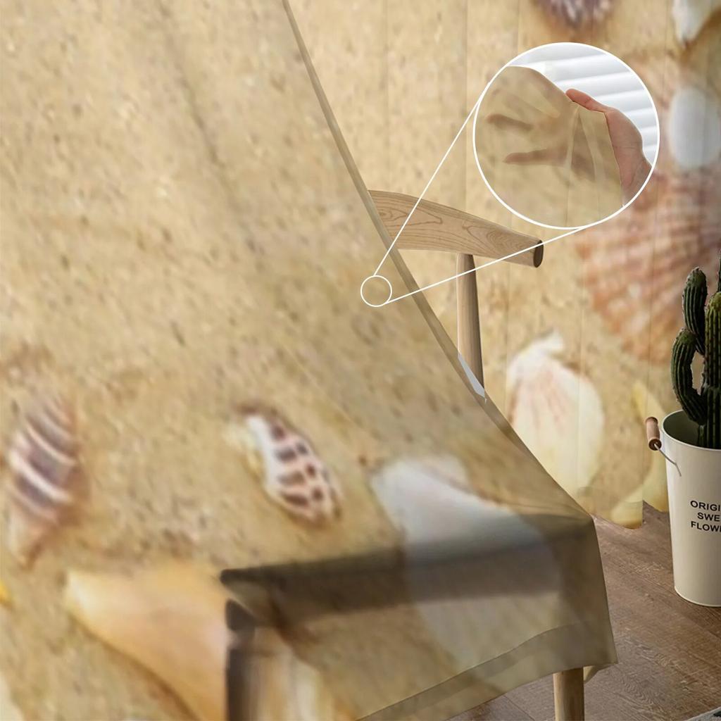 Different Seashells On Beach Sand Sheer Curtains Bedroom Voile Curtain Living Room Window Sheer Curtains Kitchen Tulle Drapes