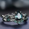 Luxury New Fashion Ring Gun Black Inlaid Green Diamond Ring European and American Ins Engagement Jewelry Women