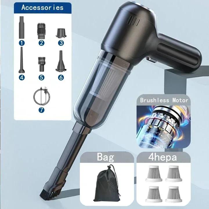 Car Vacuum Cleaner 135000PA Mini Portable Powerful Wireless Strong Suction Cleaning Machine Car Cleaner for Home Appliance