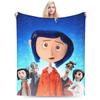 Cozy Blanket Travel Car Horror Cartoon C-Coraline Bedding Throws Novelty  Bedspread For Living Room