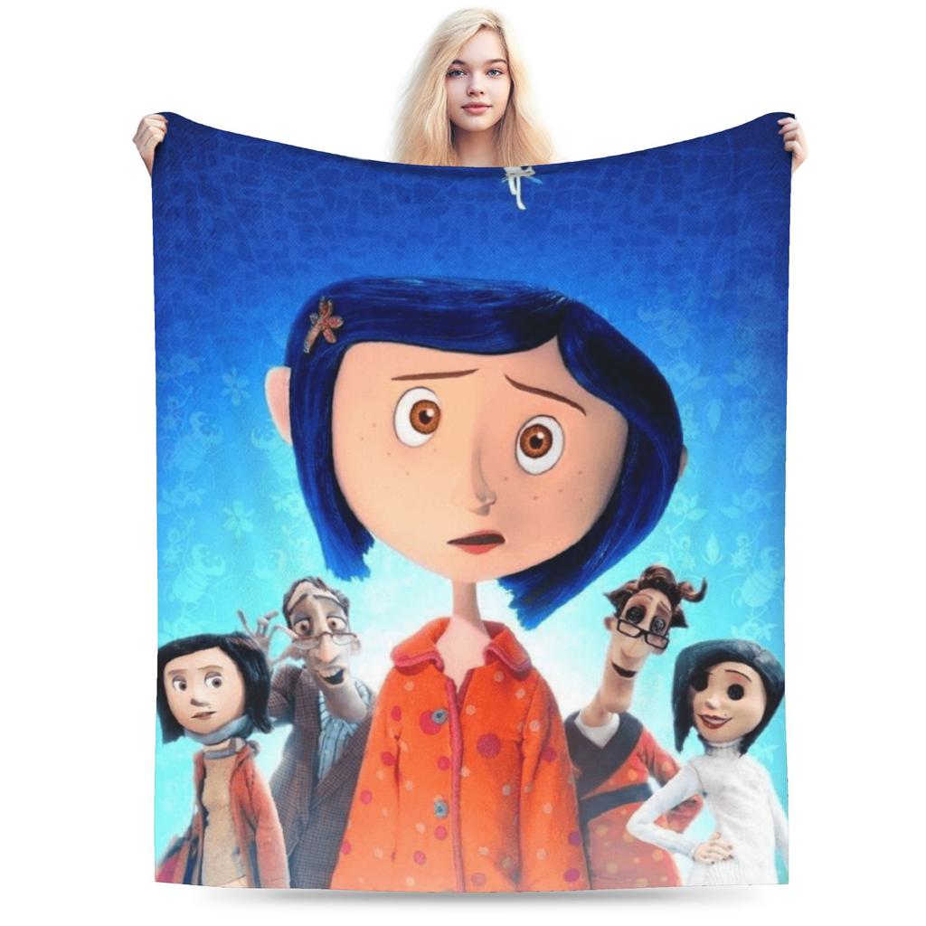 Cozy Blanket Travel Car Horror Cartoon C-Coraline Bedding Throws Novelty  Bedspread For Living Room