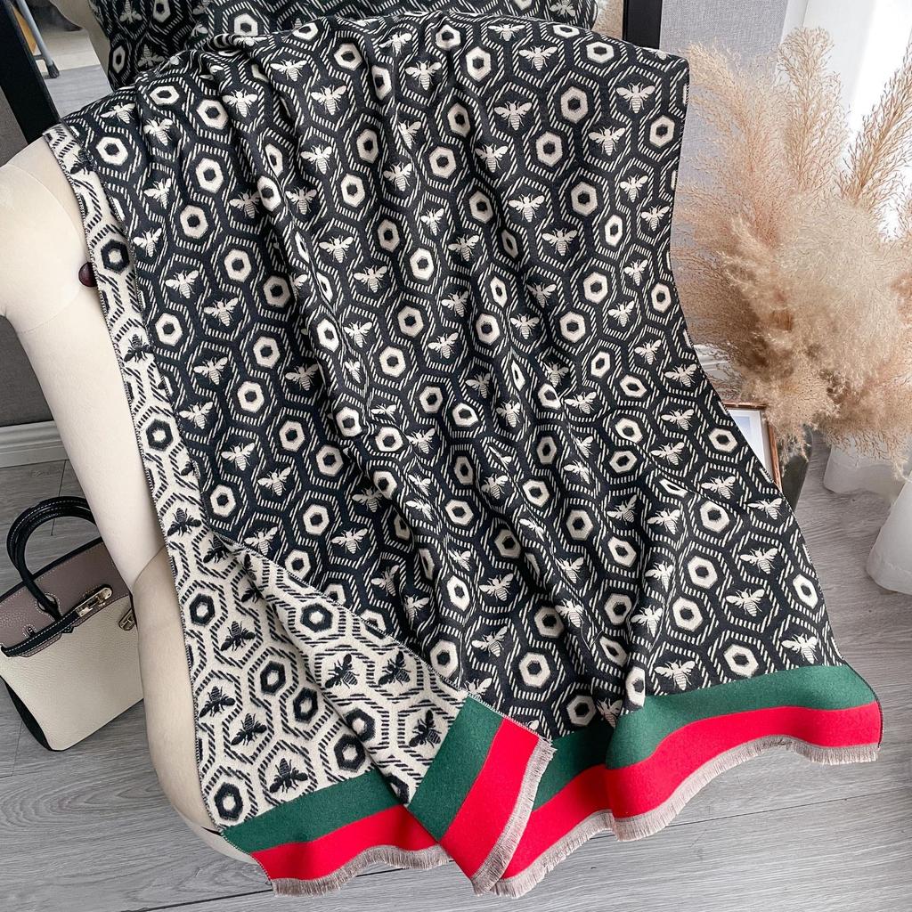 Scarf Women'S Winter Korean Version Classic Versatile Lengthened Imitation Cashmere Shawl Thickened Fashion Dual-Purpose Warm Scarf