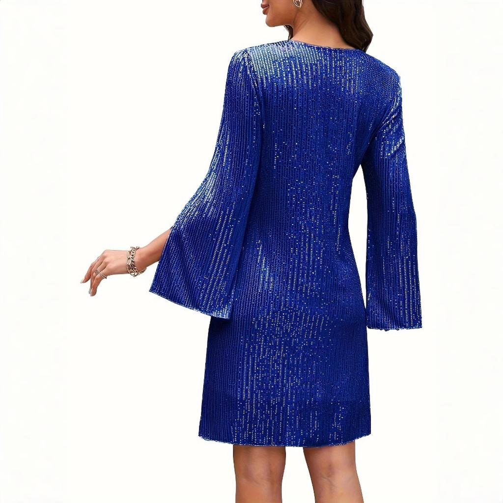 European and American new sequin sexy V-neck pencil short dress, loose dress for socialites