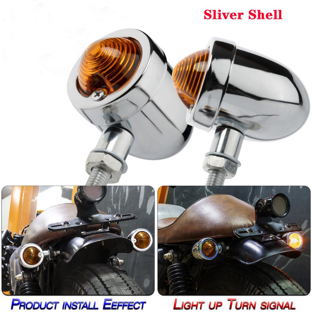 Bullet Motorcycle Turn Signal Lights Indicator Amber Blinker Retro Lamps For Harley Davidson Honda Yamaha Cruiser Bobber Chopper