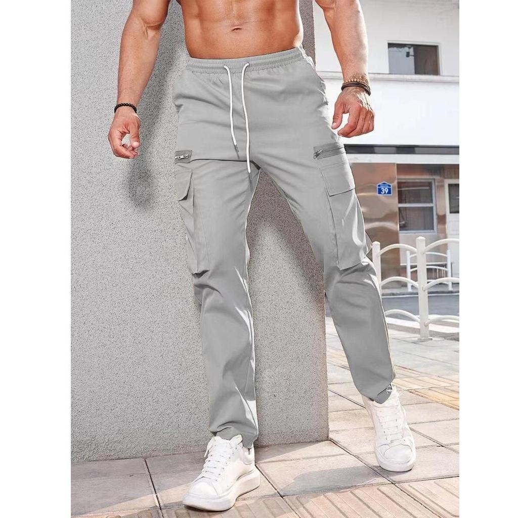 Herrenhose, einfarbig, mit mehreren Taschen, gerade, lässige Cargohose für den täglichen Gebrauch, Herrenhose, taktische Hose, Joggerhose