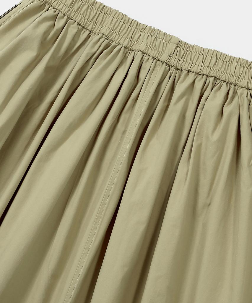 COLUMBIA UNIVERSITY All-Round Pleats Cotton Long Skirts Beige