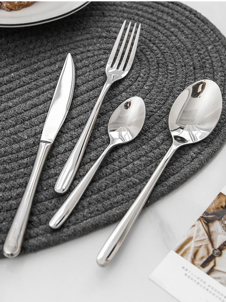 

Нож, вилка и ложка из нержавеющей стали 304, столовые приборы в западном стиле, нож и вилка для стейка, набор вилок и ложек для дома серебряный