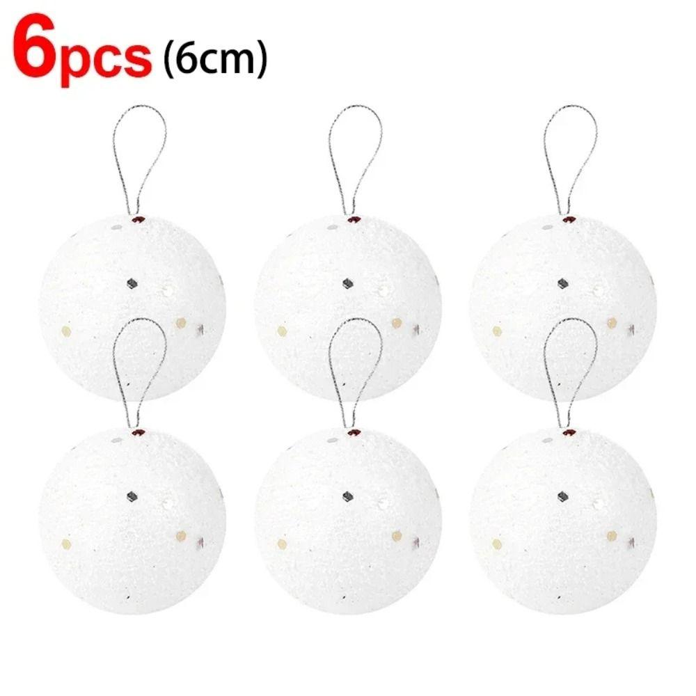 6Pcs White Foam Christmas Balls Wedding Holiday Supplies Portable Home Decorations